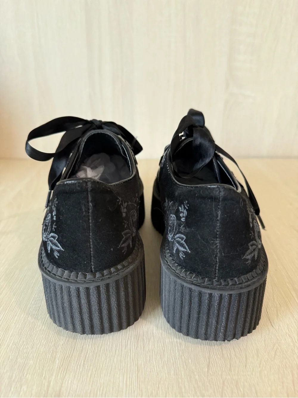 KILLSTAR Lucy Fairy Creepers Black Gothic Embroidered Platform Shoes Size US6